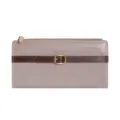 Dames lange suède patchwork portemonnee, taupe met bruine riem gesp PU lederen handtas. - Khaki