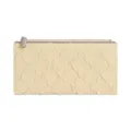 Damen langes PU Leder Portemonnaie beige Kartenetui schickes Design Reißverschluss Tasche - Hellgelb