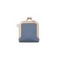 Mini leather kiss lock coin purse cute small jewelry pouch for rings and earrings portable - Grey Blue