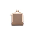 Mini leather kiss-lock coin purse cute portable ring jewelry storage bag japanese style. - Khaki