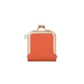 Mini orange leather kiss lock coin purse portable ring jewelry storage bag cute minimalist accessory - Orange