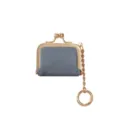 Mini Borsellino Portamonete Grigio Pelle PU Piccolo Contenitore Gioielli Catena Oro - Blu Denim