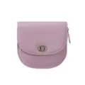 Portafoglio piccolo elegante in pelle lavanda con chiusura a torsione, zip e porta carte. - Viola chiaro