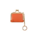 Mini portamonete arancione con chiusura a scatto dorata e catena per piccoli accessori utili - Arancione