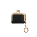 Mini portamonete in pelle nera con chiusura a bacio portachiavi stile vintage borsa gioielli - Nero