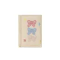 Denim bow trifold wallet cute embroidered multi card holder coin purse beige variant - Off White