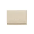 Beige denim texture short wallet, versatile athletic style, compact slim women coin purse. - White