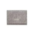 Compact denim short wallet for women, lightweight casual card holder purse with label. - Gray