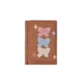 Denim bow trifold women wallet with cute embroidered details, compact and stylish daily accessory. - Coffee