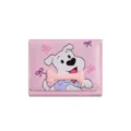Pink cartoon dog print trifold wallet for women with cute bone accessory compact purse - Pink