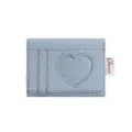 Denim heart card holder mini tri-fold wallet for women cute sweet aesthetic style - Light Blue