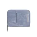 Portafoglio corto da donna in denim blu, borsa con cerniera e pratici scomparti per carte. - Blu Pallido