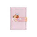Pink PU leather mini wallet cute dachshund cartoon design card holder compact trifold purse for women - Light Pink