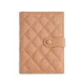 Beige gestepptes Kaviarleder Reisepasshülle Dokumentenorganizer Brieftasche Etui - Khaki