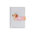 Cute cartoon dachshund trifold wallet for women compact pu leather card holder purse. - Light Blue