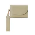 Damen Kurzgeldbörse mit Handschlaufe hellkhaki minimalistische PU Leder Brieftasche chic - Grün