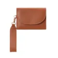 Braune Damen Geldbörse mit Handschlaufe, stilvolles minimalistisches Portemonnaie aus Leder. - Braun