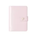 Mini cuaderno de anillas de charol rosa, bonito diario con cierre de botón a presión de estrella. - Rosa Claro