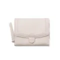 Minimalistisches japanisches Damen Kurzgeldbörse Leder Portemonnaie mit Handschlaufe chic - Weiß