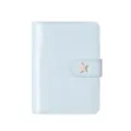 Mini Agenda de Anillas M5 de Cuero Patentado Planificador con Botón Estrella. - Azul Pálido