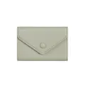 Minimalist grey-green envelope card wallet, sleek pebbled leather mini purse for daily use. - Light Green