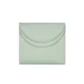 Minzgrünes Leder Mini Portemonnaie, minimalistisches Münzfach mit doppelter Lasche. - Hellgrün