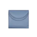 Kleines Blaues Leder Portemonnaie Mini Kartenetui mit Doppeltem Umschlag Stil Neu - Graublau