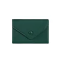 Dark green leather envelope wallet compact snap card holder minimalist coin purse stylish - Dark Green