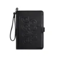 Porta passaporto in pelle nera astuccio organizer da viaggio con cinturino donna - Nero