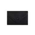 Black leather minimalist envelope wallet and card holder for women, compact and slim design. - Black