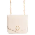 Mini pink crossbody bag for women, chic shoulder bag with gold chain strap and metal buckle. - Beige