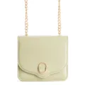 Mini crossbody bag in light green with gold chain and metal ring lock for women style. - Green