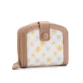 Women short floral wallet daisy print folding card holder purse compact designer coin pocket - Khaki