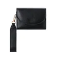 Schwarze Damen Geldbörse mit Handschlaufe, elegante kurze PU Leder Tasche Alltag. - Schwarz
