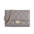 Graue gesteppte Ketten-Umhängetasche mit goldener Hardware, elegante kleine Handtasche - Grau