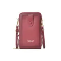 Borsa a Tracolla Donna Pochette Telefono Tinta Unita Pelle PU Borsa a Spalla Multifunzione - Borgogna