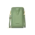 Borsa a tracolla verde da donna porta cellulare con scomparti carte in ecopelle PU chic. - Verde