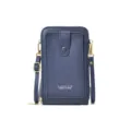 Borsa a tracolla da donna in pelle PU tinta unita per cellulare con tracolla regolabile e tasca - Blu scuro