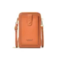 Borsa tracolla donna in pelle PU piccolo borsello porta cellulare con porta carte - Marrone