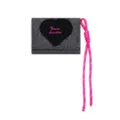Denim trifold coin purse with pink lanyard heart embroidery fashion wallet for women - Black