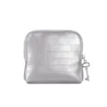 Silberne Kroko-Muster Metallische Kleine Schmucktasche für Lippenstift und Münzen - Silber