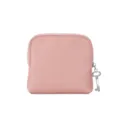 Rosa Leder Reissverschluss Schmucktasche Mini Muenzboerse mit silbernem Schluesselanhaenger. - Rosa