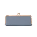 Grey leather kiss-lock glasses case portable storage pouch stylish makeup bag organizer - Grey Blue