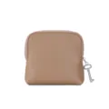 Kompakte Leder Münzbörse als tragbare Mini Schmucktasche mit schickem silbernem Schlüsselanhänger. - Khaki