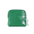 Grünes Krokodil-Muster PU Leder Tragbare Schmucktasche Mini Reißverschluss Tasche - Dunkelgrün