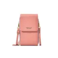 Rosa Mini Umhängetasche für Damen, elegante PU Leder Handytasche mit Reißverschluss. - Rosa