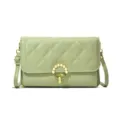Light green quilted crossbody bag for women, stylish PU leather shoulder purse and phone wallet. - Green
