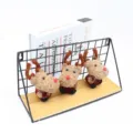 Christmas moss reindeer figurines desktop decoration set with wooden shelf display. - Moss Reindeer