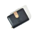 Women black short wallet card holder minimalist multi-slot minimalist fashion purse - Black