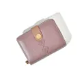 Women's small purple wallet, compact multi-card holder with secure snap closure and sleek design. - Light Purple